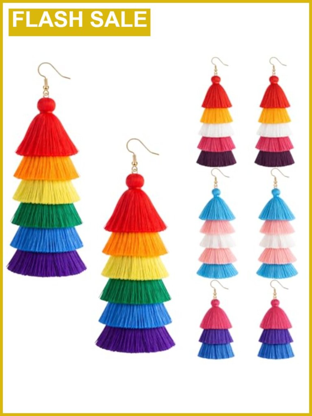 4 Pairs Tassel Dangle Earrings Pride LGBTQ Festival Gift Set